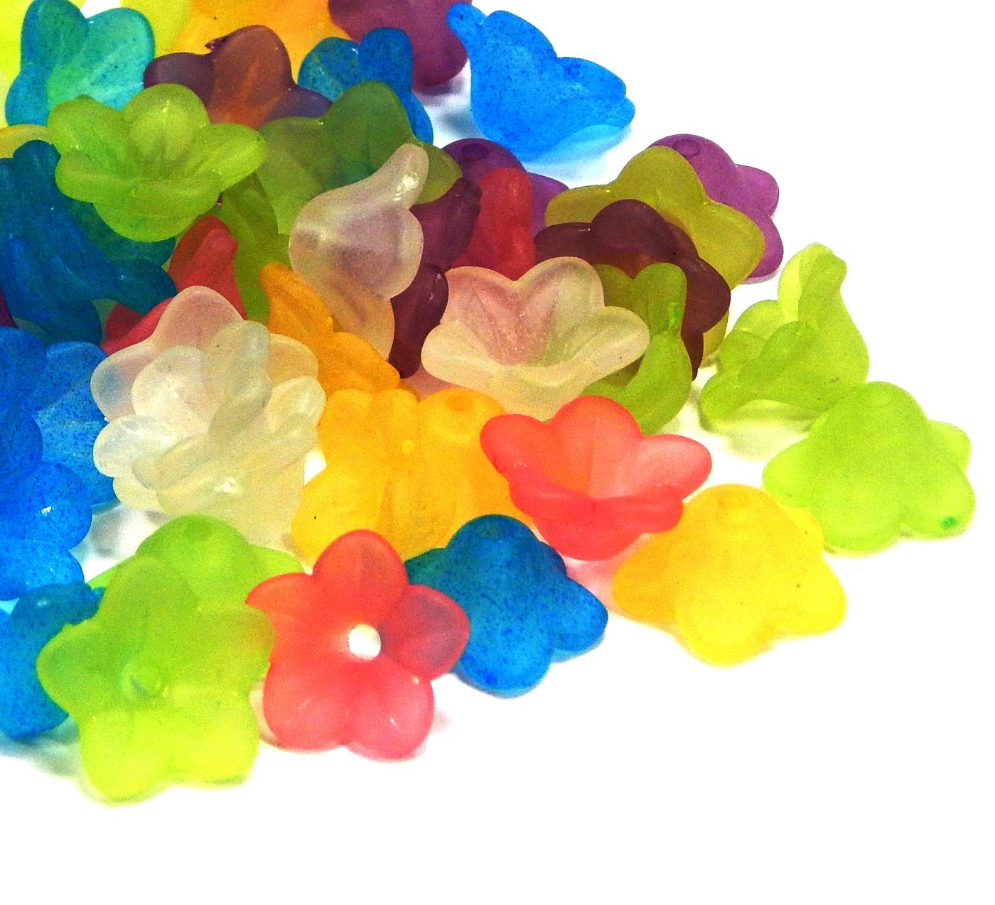 Perlin D125 100pcs 7x11mm Frosted Acrylic Beads Matte Mix Colors Lily Flower Decoration Artificial Flowers Jewelry DIY