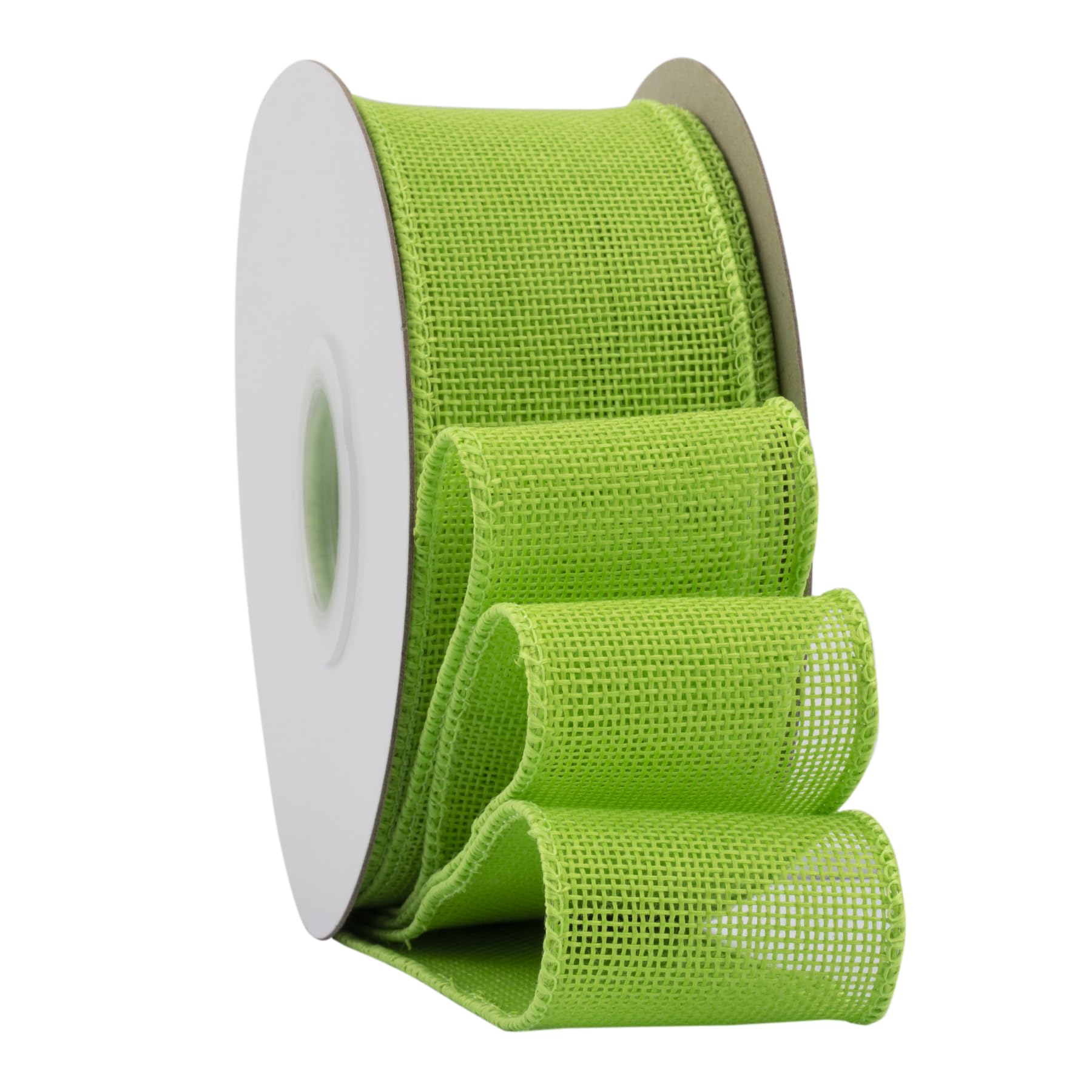 Ribbonitlux Apple Green Burlap Wired Ribbon, 50mm x 18 Meters, Wired Edge Burlap Ribbon for Gift Wrapping, Big Bow, Wreath, and Christmas Tree Decoration