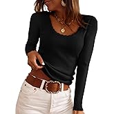 IWD Womens Crew Neck Tops Fall 2025 Long Sleeve Ribbed Knit Shirts Trendy Casual Slim Fitted Pullover Sweater