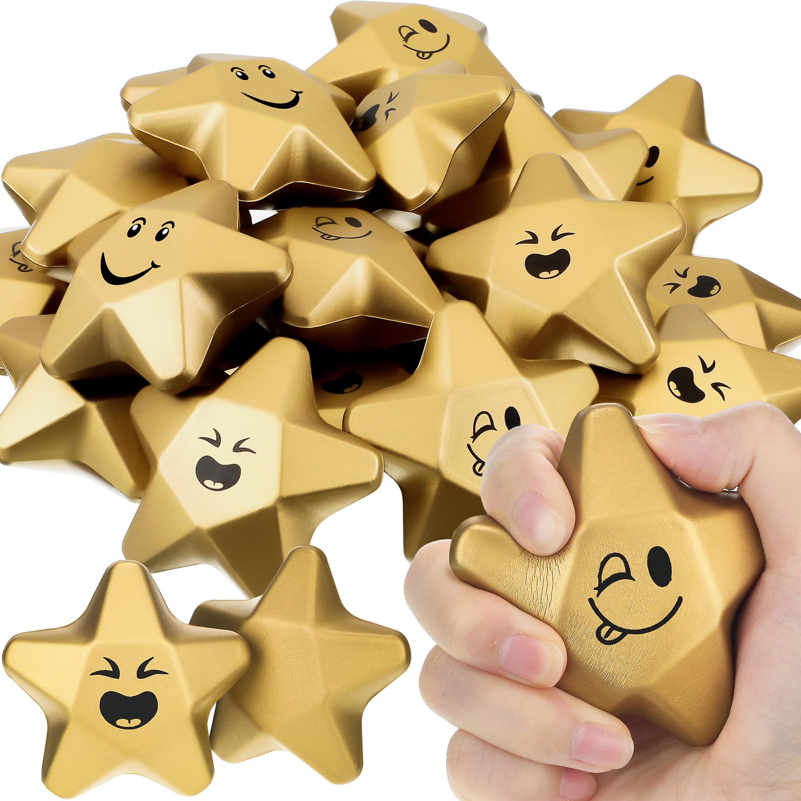 Photo 1 of Deekin 18 Pieces 3.1 Inch Star Stress Balls Star Foam Relief Stress Ball for School Reward Student Party Bag Fillers(Cute Style)