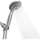 Briout Handheld Shower Head High Pressure 5 Modes with Hose, Brushed Nickel | Powerful Water Spray, Against Low Pressure Water Flow, 59 Inch Stainless Hose, Adjustable Mount