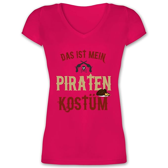 Karneval & Fasching - Das ist Mein Piraten Kostüm - Damen T-Shirt mit V-Ausschnitt