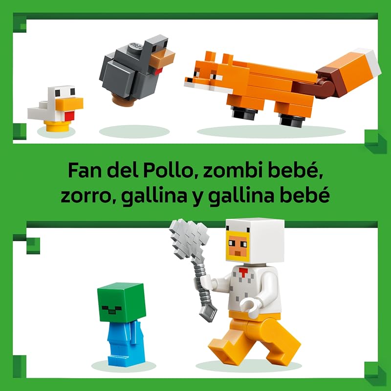 Minecraft The Chicken Farm - Quinta de Brinquedos com Minifiguras de Leque de Galinha, Bebé Zombie e Figura de Raposa - Presente para Gamer para Rapazes e Raparigas 7+ Anos - 21585 — foto 5 de 8
