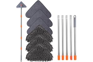 ZYHZYHA Wall Mop with 80 Inches Long Handle, Wall Cleaner Mop Tool for Window/Walls/Ceiling Fans/Dust/Baseboard/Floors Clean, 360° Ceilings Cleaner Tool Duster with Squeegee 6 Replacement Pads