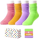 Girls Slouch Boots Socks 4 Pack - Toddler Girls Long Socks, Kids Gifts 1-12 Years