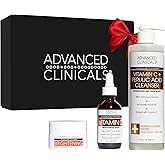Advanced Clinicals 3 Pack Glow Getter Vitamin C Skin Care Set | Brightening Vitamin C Serum + Facial Cleanser Face Wash + Under Eye Cream For Dark Spots | Anti Aging Gift Set Box For Women & Men, 3PC