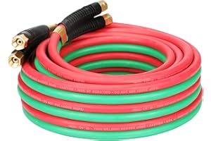 Keepro 1/4 Inch Twin Welding Rubber Hose, Oxygen Acetylene Hose 300 PSI, Torch Hose 25 Feet Length, Red and Green