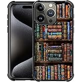 CARLOCA Compatible with iPhone 16 Pro Case, Design for Girl Shockproof Anti-Scratch Hard PC Back Case Fashion Pattern Colorful Leather Books Bookshelf