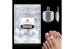 Short Toe Nail Tips Square Full Matte False Toenails Press On Nails 360pcs Smoothly Curved Toe Nail Tips for Efficient Extension Toe Acrylic Nails, 12 Sizes Artificial Toenails, Luckyfairy