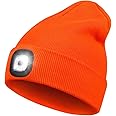 YunTuo LED Beanie with The Light, Unisex USB Rechargeable Headlamp Winter Knitted Cap Gifts for Men Dad Husband Him