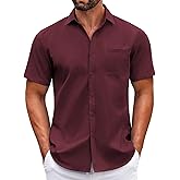 COOFANDY Mens Short Sleeve Casual Button Down Shirts Summer Untucked Dress Shirts with Pocket