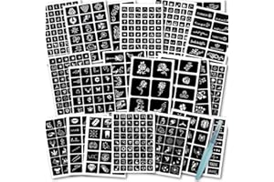 Koogel 524 PCS Semi Permanent Tattoo, 20 Sheets Henna Women Tattoo Stencil Temporary Tattoo Stickers for Face Paint Body Art