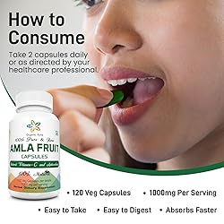 AMLA Capsules. 1000mg per Serving, 120 Veg