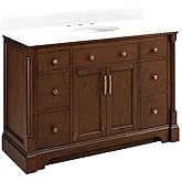 Signature Hardware 484348 Claudia 48" Single Basin Vanity Set with Mahogany Cabinet, Vanity Top and Oval Undermount Sink - 8"