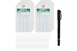 Lionshop Safety Inspection Tags, Accident Prevention Tag, Double-Sided Inspection Tag, Legend “Safety Inspection”, 5.75" x 3", 0.375" in Brass Eyelet Size, Blue Ink on White, Polyester (Pack of 25)