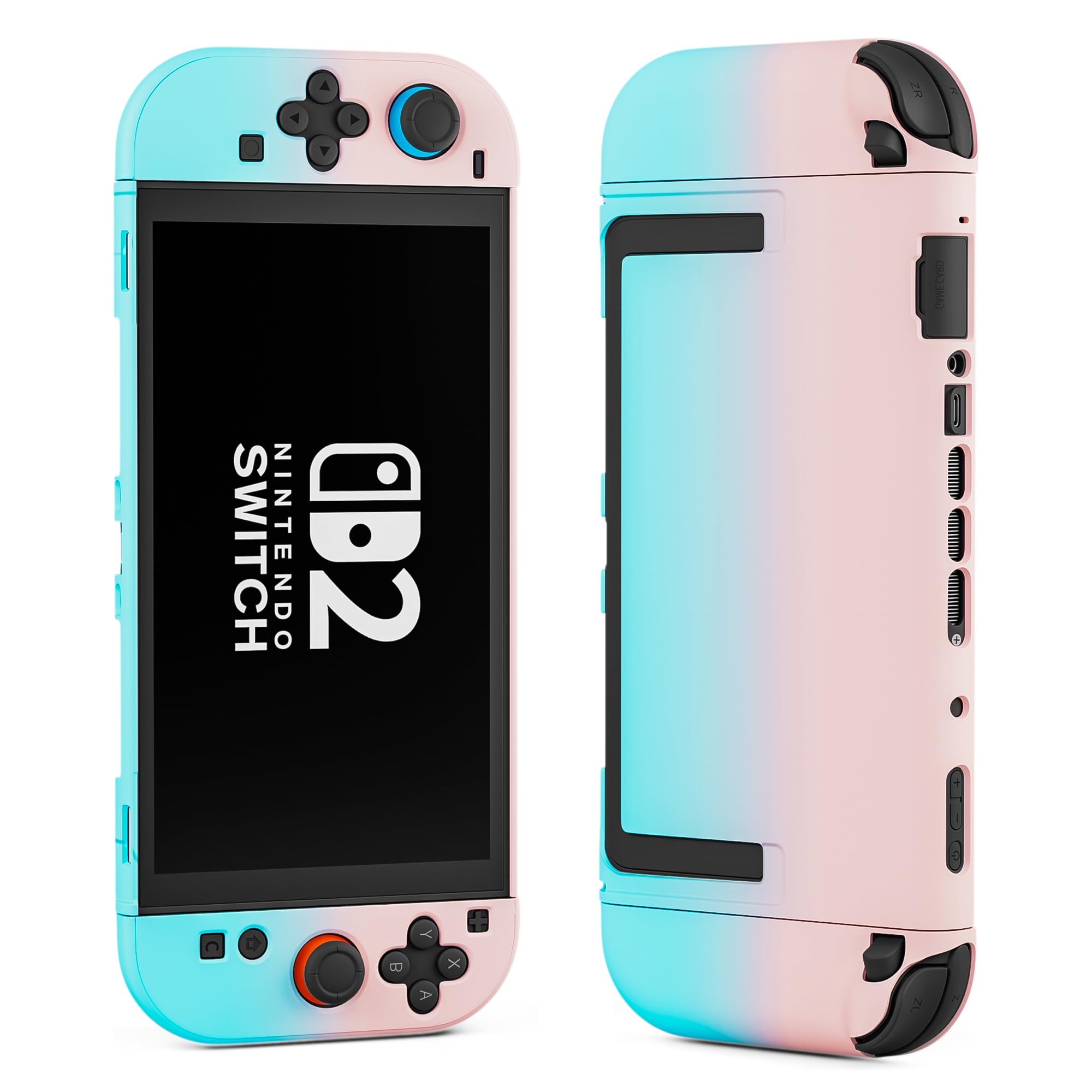 PAWDIARY [Gradient Pink&Blue] Switch 2 Case, Cute Protective Cover Skin for Nintendo Switch 2 2025 Console&Controller, Anti-Scratch Design Hardshell Switch 2 Accessories Protector