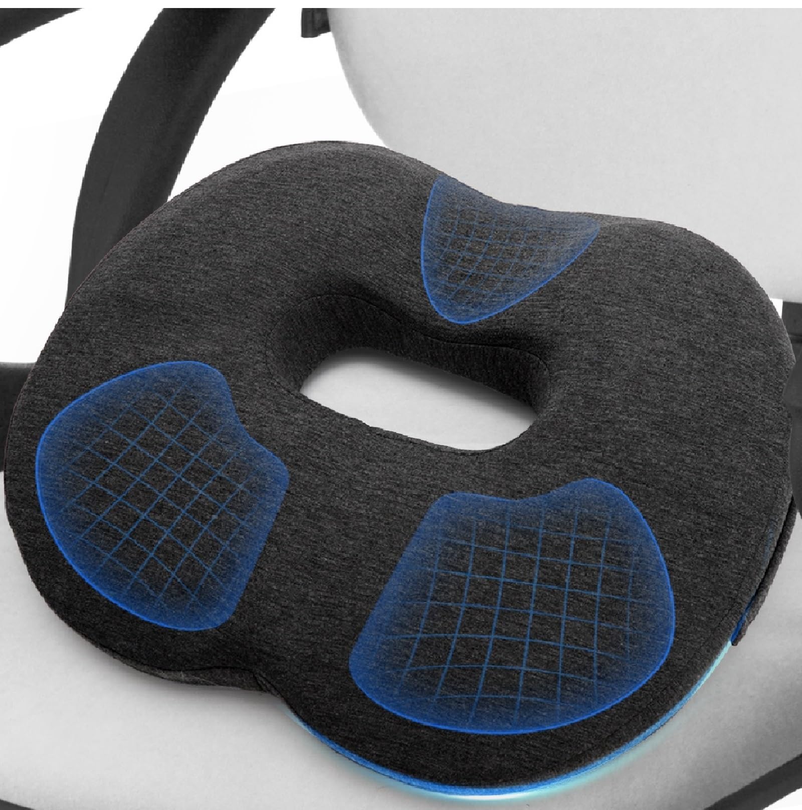 DAWRIS Donut Cushion for Hemorrhoids U-Shaped Cutout,Rring Piles Cushions, Memory Foam Orthopedic Pain Relief Seat Cushions for Tailbone, Coccyx, Postpartum Pregnancy, After Surgery Sitting