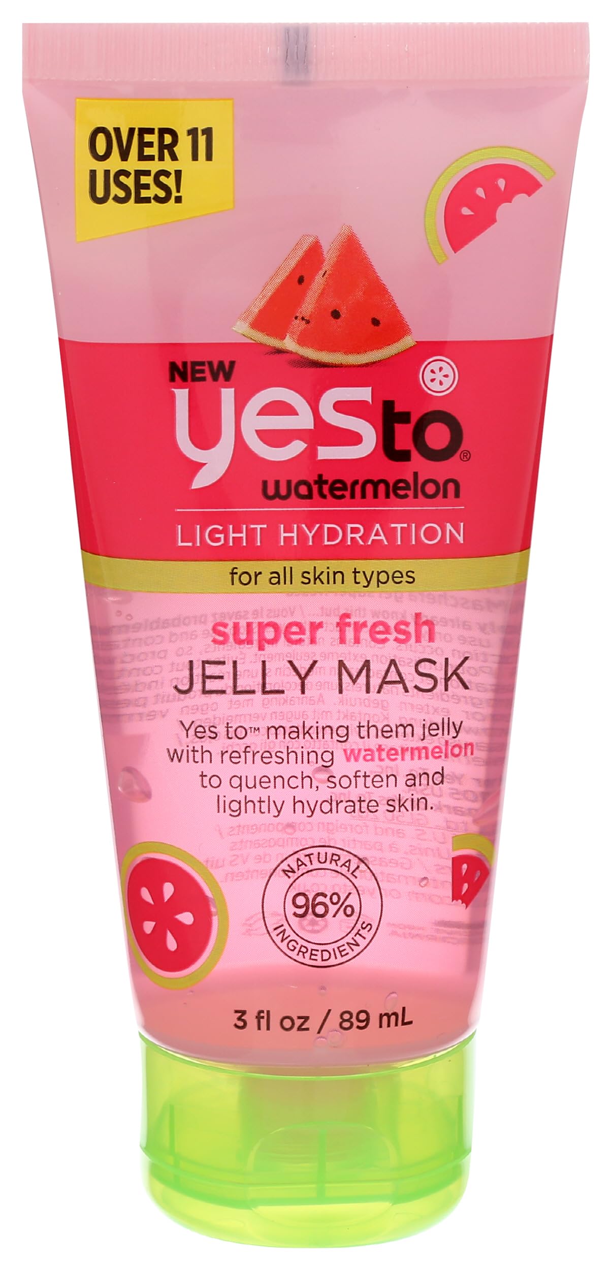 YES TO Watermelon I Light Hydration Super Fresh Jelly Mask 89 ml I All Skin Types I Quench & Soften Skin I Lycopene + Vitamin C I Vegan I 96% Natural Ingredients, Pink