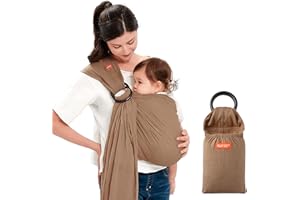 Mamaway Baby Ring Sling Carrier - Newborn and Toddler Sling (Supports up to 165lbs), IHDI Certified, Rayon & Linen Made, Soft & Breathable, Nylon 66 Safety Rings, Storage Pocket Design