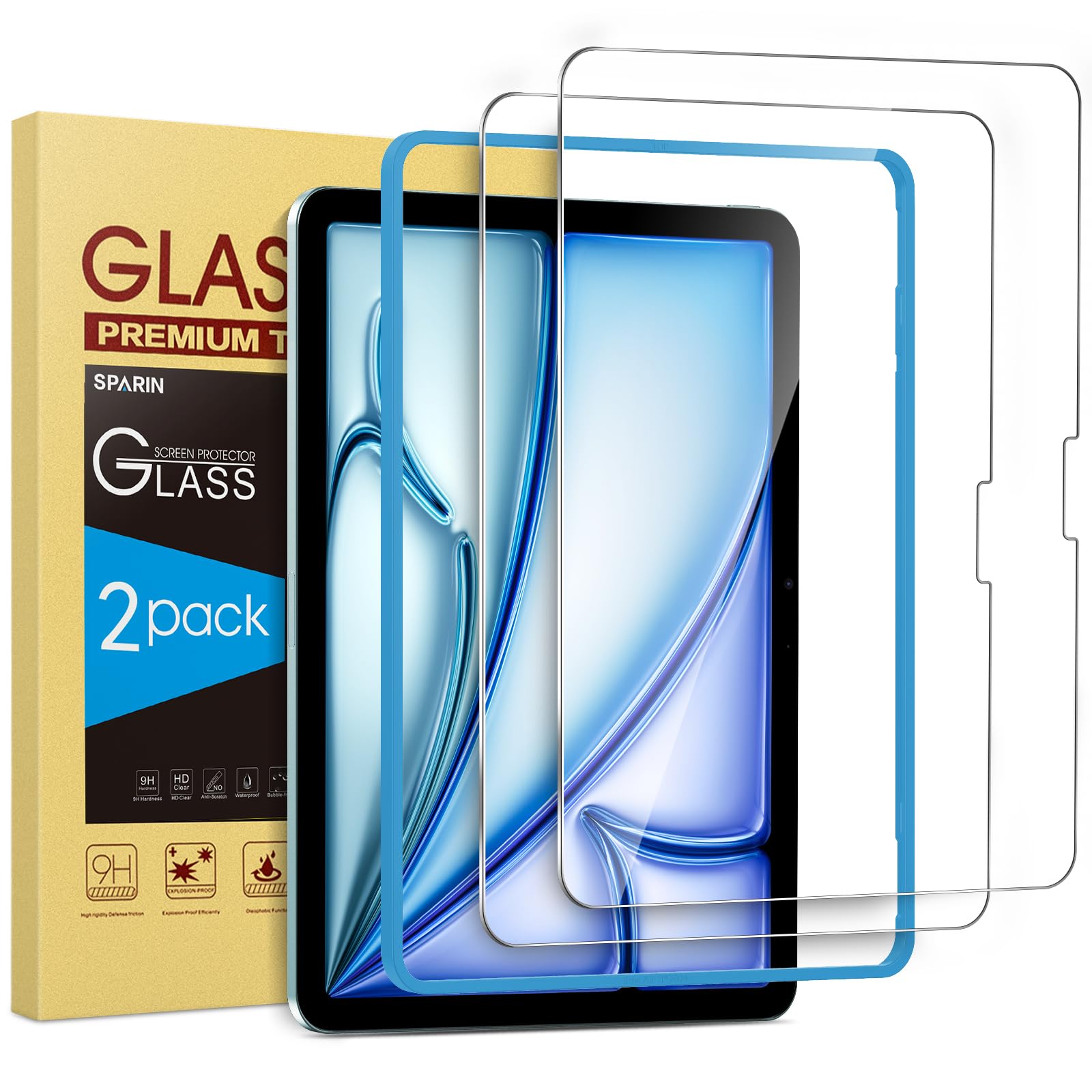 Photo 1 of SPARIN 2 Pack Screen Protector for iPad Air 11-inch M3 2025 & M2 2024, (iPad Air 7th/6th Generation), Tempered Glass-Apple Pencil Pro & Case Compatible, Anti-Scratches, High Definition