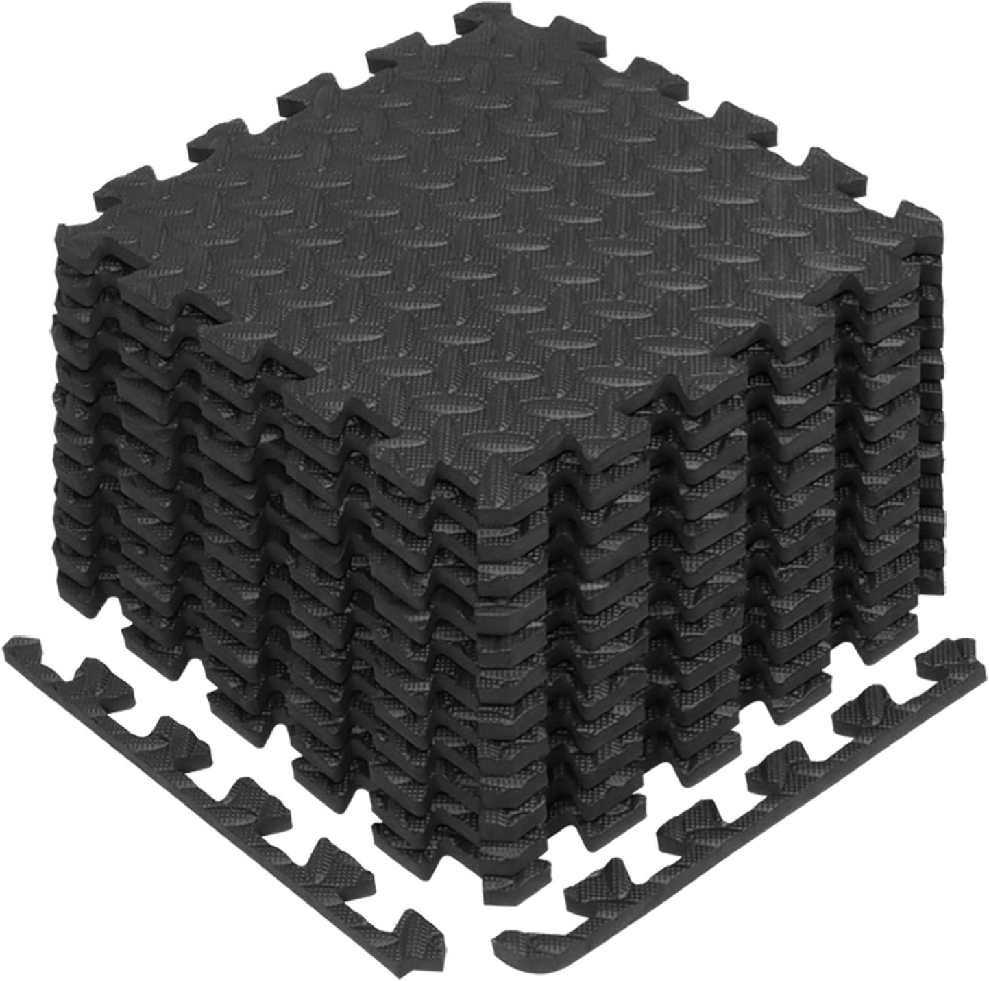 Yes4All Interlocking Exercise Foam Mats with Border – Interlocking Floor Mats for Gym Equipment – Eva Interlocking Floor Tiles (12 Square Feet, Black): Sports & Outdoors