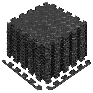 Yes4All Interlocking Exercise Foam Mats with Border – Cover 12 & 36 SQ. FT (Black or Gray)