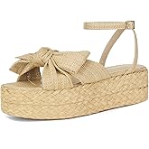 DOEYG Raffia Platform Sandals for Women Comfortable Casual Adjustable Buckle Strap Summer Open Toe Woven Slingback Beach Sandals