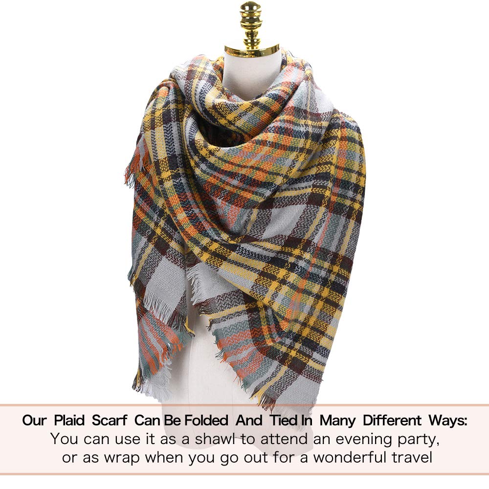Blanket Scarf for Women, Winter Plaid Scarf Warm Soft Chunky Large Fashion Wrap Shawl Christmas Scarves Blanket Scarf for Women, Winter Plaid Scarf Warm Soft Chunky Large Fashion Wrap Shawl Christmas Scarves