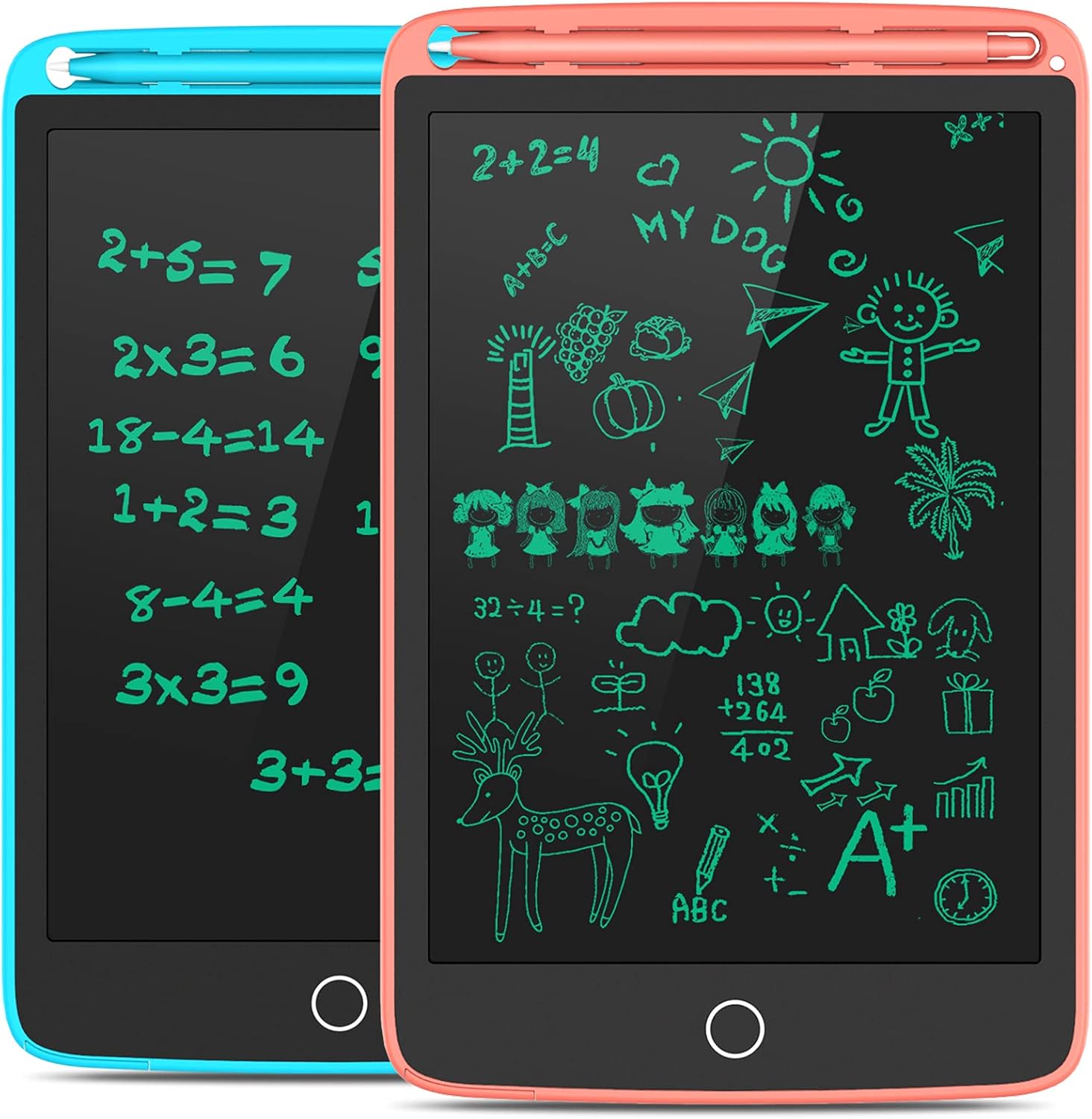 TECBOSS LCD Writing Tablet, 2 Pack Electronic Writing Drawing Board Pad Erasable, Kids Doodle Board Educational Toys Gifts for 3-6 Years Old Boys and Girls, 8.5 Inch (Blue and Pink): Computers & Accessories