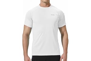 Pausel Men's Rash Guard Swim Shirts Short Sleeve UV Sun Protection Quick Dry UPF 50+ SPF Fishing Beach Water Shirt