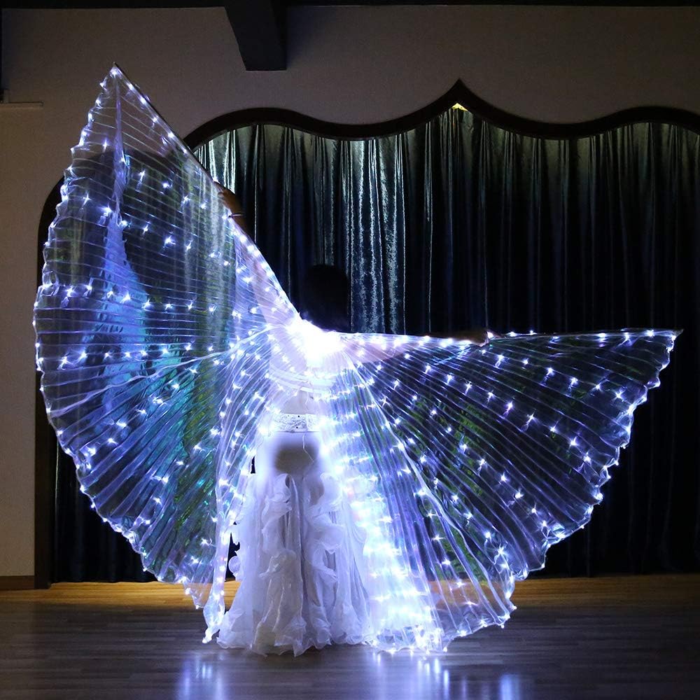 Dance Fairy Belly Dance LED Angel Isis Wings with Flexible Sticks (Colorful-Child): Clothing