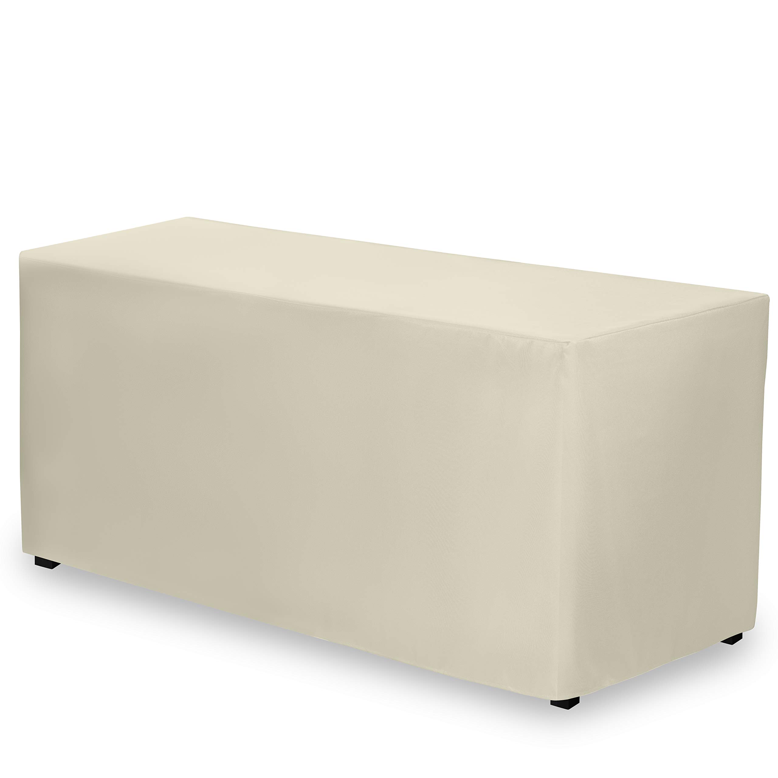 Photo 1 of Gee Di Moda Fitted Tablecloth - 72 x 30 Inch Ivory Fitted Table Cloth for 6 Foot Rectangle Table - Heavy Duty Washable Fabric - for 6 Ft Buffet Holiday Party Dinner Wedding & Trade Show