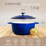 Nuovva Enamelled Cast Iron Dutch Oven 7.3 Qt 30cm Dark Blue with Lid view 2