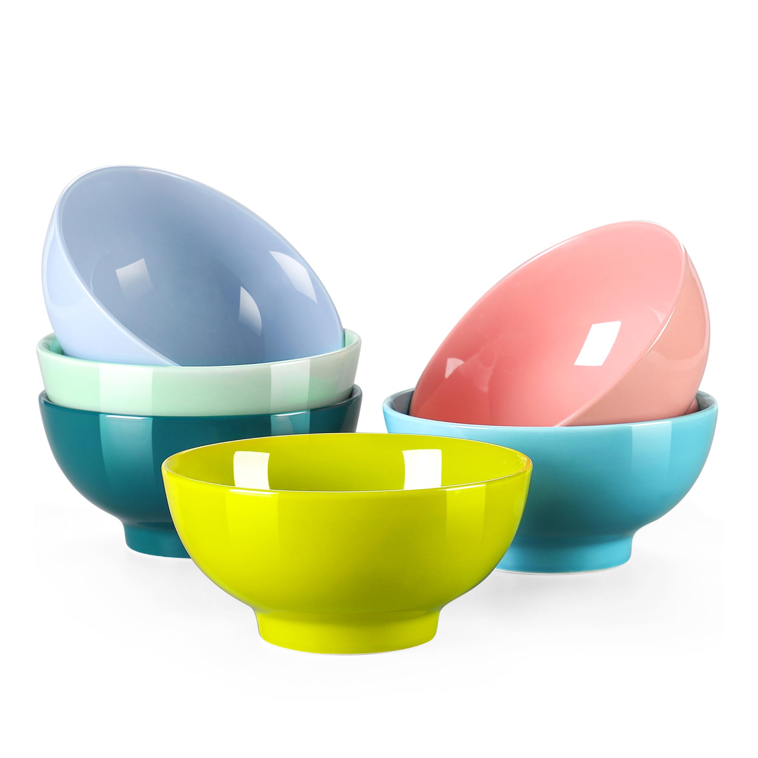 LOVECASA, Sweet Series, Porceal Bowls, 6 Pieces, 660 ml, 15 cm, Pure Colour Plate