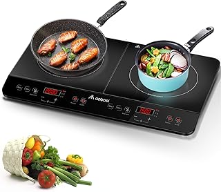 Aobosi Induktionskochplatte, doppel Induktionskochfeld,Elektro-Kochfeld tragbar,Sensor-Touch-Steuerung und Kristallglasplatte,4-Stunden-Timer-Funktion,3500W