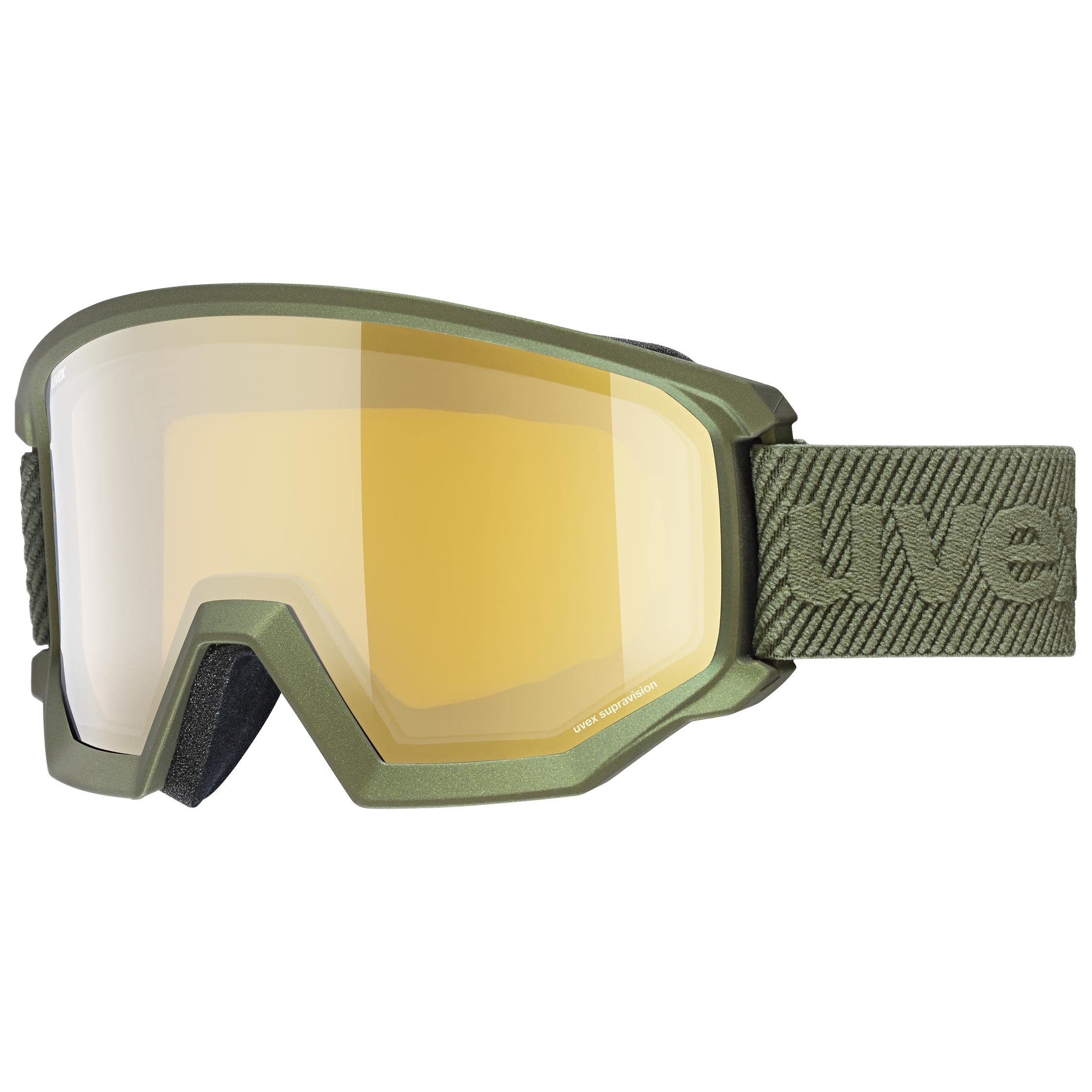uvex Athletic FM - Ski Goggle for Men and Women - Extended Field of Vision & Anti-Fog Coating - Optimal Frame Ventilation - Croco Matt/Gold-LGL - One Size
