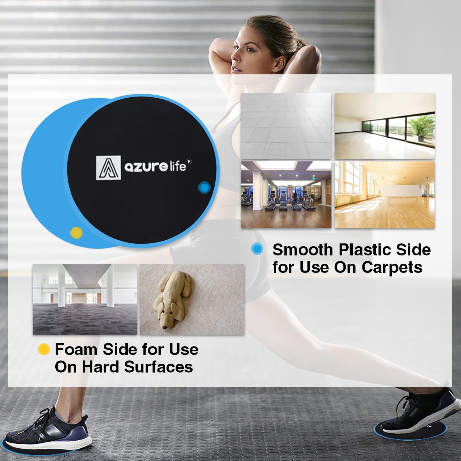 Exercise Core Sliders, Dual Sided Exercise Gliding Discs Use on Carpet or Hardwood Floors, Light and Portable, Perfect for Abdominal&Core Workouts