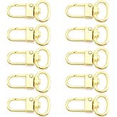 CRAFTMEMORE Snap Hook Tiny Push Gate Swivel Lobster Clasps for Bags Belts Landyards Clips 10 Pack PLHL (Gold)