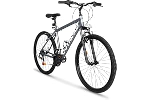 Betterland 26 Inch Mountain Bike, 21-Speed Adult Bicycle with Dual V/Disc Brakes,Front Suspension, High Carbon Steel Frame, with Adjustable Ergonomic Seat Bicycle (X5 Gery)