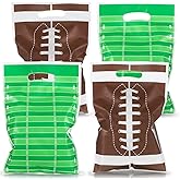 WJIAAA 60 Pcs Football Goodie Bags with Handle, Party Favors Treat Snack Bags Plastic Rugby Theme Goodie Bag for Sports Game Day Birthday Party Decorations Supplies