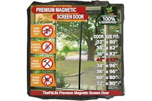 TheFitLife Magnetic Screen Door - Heavy Duty Mesh Curtain with Full Frame Hook and Loop Powerful Magnets That Snap Shut Autom