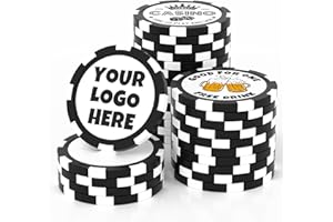 MANBATTLE 25 Custom Clay Poker Chips, 40mm Heavy 11.5 Grams Casino Sized Personalized Poker Chips with Logo or Text, Customiz