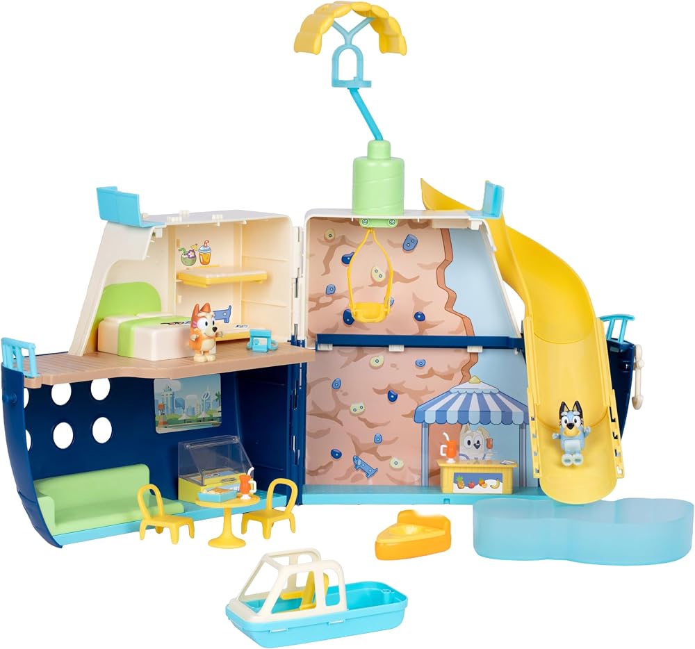 Bluey Cruise Ship Playset with Slide 15+ Accessories 2 Figures