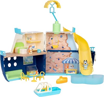 Bluey Cruise Ship Playset with Slide 15+ Accessories 2 Figures