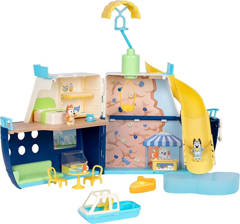 Bluey Cruise Ship Playset with Slide 15+ Accessories 2 Figures