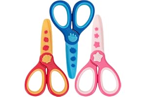 GAIFONGRE 3 Pcs Toddler Safety Craft Scissors, 4.5-inch Pre-School Blunt Tip Plastic First Training Scissors for Kids Ages 2-8, 3-Pack with 3 Colors - Art Craft Classroom Supplies