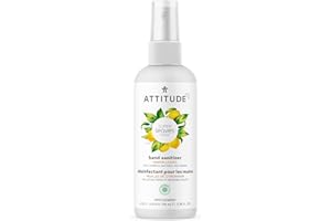 ATTITUDE Hand Sanitizer Spray for Adults and Kids, Made in Canada, EWG Verified, Kills Bacteria and Germs, Vegan, Lemon Leave