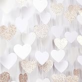 Champagne-Gold Milky-White Birthday Party-Decorations Heart-Garland - 52ft Wedding Hanging Streamers Banner,Bachelorette Enga
