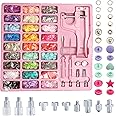 LYNDA Plastic and Metal Snap Buttons with Snaps Pliers Set,300 Sets Plastic and Metal Snap Buttons for Sewing and Crafting (Pink)
