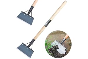IRISFLY Long Wood Handle Multifunctional Cleaning Shovel,Heavy Duty Garden Tool Steel Flat Shovel for Landscaping, Garden Scraper Shovel Farm Weeding Tool, Outdoor Garden Camping Weeding (8.3 inch)